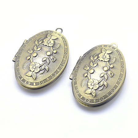 Brass Locket Pendants X-KK-F717-16AB-NR-1