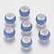 Rondelle Polymer Clay European Beads, Large Hole Beads, with Rhinestone & Alloy Core, Cornflower Blue, 11.5x7.5mm, Hole: 5mm