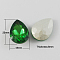 Glass Pointed Back Rhinestone, Back Plated, Faceted, Teardrop, Green, 25x18x8mm