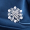 Platinum Alloy Rhinestone Brooches for Women, with Plastic Pearl, Snowflake, 45x43mm