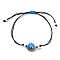 Evil Eye Handmade Lampwork & Glass Adjustable Braided Bead Bracelets, Deep Sky Blue, Inner Diameter: 3-1/8 inch(7.95cm)