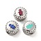 304 Stainless Steel European Beads, with Enamel & Rhinestone, Large Hole Beads, Stainless Steel Color, Flat Round with Human, Mixed Color, 12x8mm, Hole: 4mm