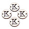 Unfinished Natural Poplar Wood Links Connectors, Laser Cut, Flat Round with Word, Letter.K, 19.5x2.5mm, Hole: 2mm