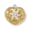 Acrylic Pendant, with Iron Findings, Glitter, Valentine Heart with Snowflake, Gold, 20.5x20x6.5mm, Hole: 2mm