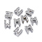 Alloy Initial Slide Charms with Grade A Rhinestones, for Personalized Name Necklaces Making, Lead Free & Nickel Free, Platinum, Letter.M, 12~13x8~13x4~5mm, Hole: 8x2mm