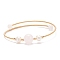 Natural Rose Quartz & Pearl Round Beaded Bangle, Brass Torque Bangle for Women, Golden, Inner Diameter: 2-1/4 inch(5.6cm)