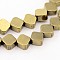 Electroplate Non-Magnetic Synthetic Hematite Bead Strands, Rhombus, Golden Plated, 6x6x3mm, Hole: 1mm, about 70pcs/strand, 16.5 inch