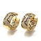 Rack Plating Brass Micro Pave Cubic Zirconia Hoop Earrings, with Enamel, Long-Lasting Plated, Lead Free & Cadmium Free, Real 18K Gold Plated, 21.5~22x10mm