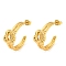 Ion Plating(IP) 304 Stainless Steel Stud Earrings, Knot Half Hoop Earrings for Women, Golden, 29x22mm