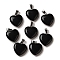 Natural Obsidian Pendants, with Platinum Tone Brass Findings, 20~22x20~21x5~8mm, Hole: 2x7mm