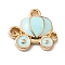 Alloy Enamel Pendants, Pumpkin Carriage, Light Cyan, 11.5x13x2mm, Hole: 1.4mm