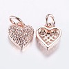 Long-Lasting Plated Brass Micro Pave Cubic Zirconia Charms ZIRC-F069-41RG-2