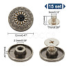 15Pcs 1-Hole Alloy & Plastic Beads Buttons BUTT-HY0001-11B-2