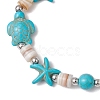 Starfish & Turtle Natural Freshwater Shell Beads Stretch Bracelets for Women BJEW-JB11922-01-4