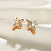 925 Sterling Silver Micro Pave Cubic Zirconia Stud Earrings EJEW-K284-06G-2