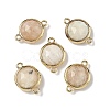 Brass Pave Natural Moonstone Faceted Flat Round Connector Charms G-U028-04G-13-1