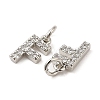 Brass Micro Pave Grade AAA Cubic Zirconia Charms ZIRC-P067-11P-F-NR-3