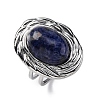 Oval Natural Sodalite Finger Rings RJEW-M063-01P-09-4