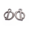Gunmetal Plated Alloy Letter Pendants PALLOY-P097-03-D-1
