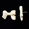 Spray Painted CCB Plastic Bowknot Stud Earring Findings CCB-Q091-07G-3