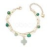 3Pcs Natural Morganite & Green Agate & Labradorite Beads Multi-layered Bracelets BJEW-JB12217-3