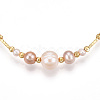 Brass Natural Fresh Water Pearl Beaded Bracelets for Women BJEW-T022-10G-4
