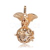 Golden Plated Brass Hollow Round Cage Pendants KK-J252-09G-1