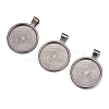 Flat Round Alloy Pendant Cabochon Settings LS-PALLOY-A15654-B-3