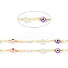 Natural Mixed Gemstone Nuggets & Colorful Glass Evil Eye Beaded Chain CHC-G017-11G-2