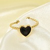 304 Stainless Steel Enamel Cuff Rings for Women RJEW-G338-04G-02-3