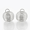 Hollow Lantern Iron Wire Bead Cage Pendants X-IFIN-N001-02P-1