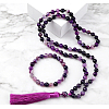 Natural Amethyst Round Beaded Pendant Necklaces & Bracelets Sets FS-WG9D102-22-1