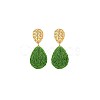 Bohemian Style Raffia & Iron Dangle Stud Earrings FS-WGF5ABF-03-2