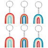 6Pcs 3 Colors Colorful Rainbow Polymer Clay Pendant Keychain KEYC-FG0001-10-1