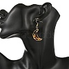 Natural Amber Wire Wrapped Star Moon Dangle Earrings EJEW-JE07532-2