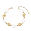 Natural Freshwater Shell Beads & Shell Shape 304 Stainless Steel Connector Charms Link Bracelets for Women BJEW-JB12216-02-2
