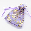 Gold Stamping Rose Flower Rectangle Organza Gift Bags OP-L006A-01-2