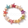 Beach Starfish Dyed Synthetic Turquoise Stretch Bracelets BJEW-JB10294-02-2