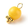 Imitation Jade Round Glass Beads Charms PALLOY-JF01142-3