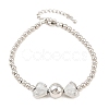 Brass Micro Pave Clear Cubic Zirconia Round Beaded Bracelets BJEW-F528-05P-4