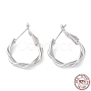 Rhodium Plated 925 Sterling Silver Hoop Earrings EJEW-K258-09P-1