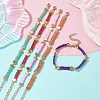 Braided Waxed Polyester Rectangle Link Chain Bracelets BJEW-JB10000-6