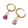 Natural White Jade & Pink Zebra & Red Jasper & Sodalite Beads Hoop Earring EJEW-JE07324-5