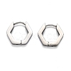 Tarnish Resistant 304 Stainless Steel Hexagon Huggie Hoop Earrings STAS-J033-03B-P-2