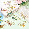 8Pcs 4 Style Stainless Steel Safety Pin Brooches JEWB-AB00013-5