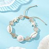 Synthetical Turquoise & Natural Mixed Shell & Acrylic Beads Adjustable Bracelets for Women BJEW-TA00743-1