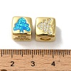 Rack Plating Brass Micro Pave Cubic Zirconia Beads KK-P268-01G-06-2