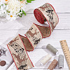 1 Roll Printed Polyester Imitation Burlap Ribbons OCOR-GO0001-08-4