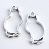 Rack Plating Alloy Kitten Open Back Bezel Pendants PALLOY-S047-02B-FF-1