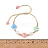 Glazed Porcelain Beads & Natural Cultured Freshwater Pearl Braided Bead Bracelets BJEW-JB14202-01-5